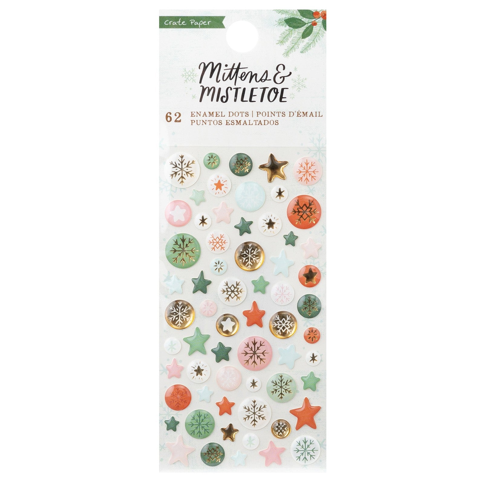 Stickers Enamel Dots Mittens & Mistletoe