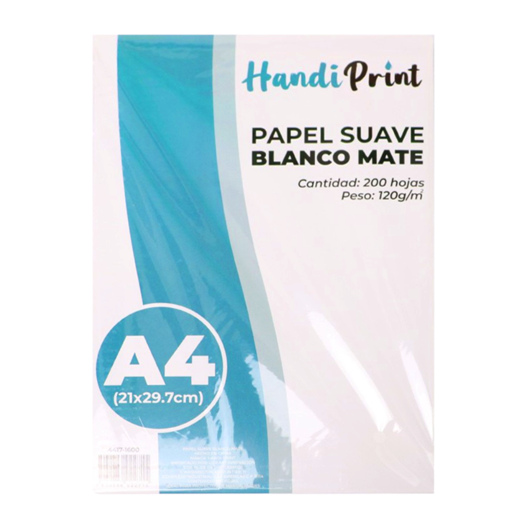 L- PAPEL SUAVE BLANCO MATE 200 H A4 120 GR HANDI PRINT