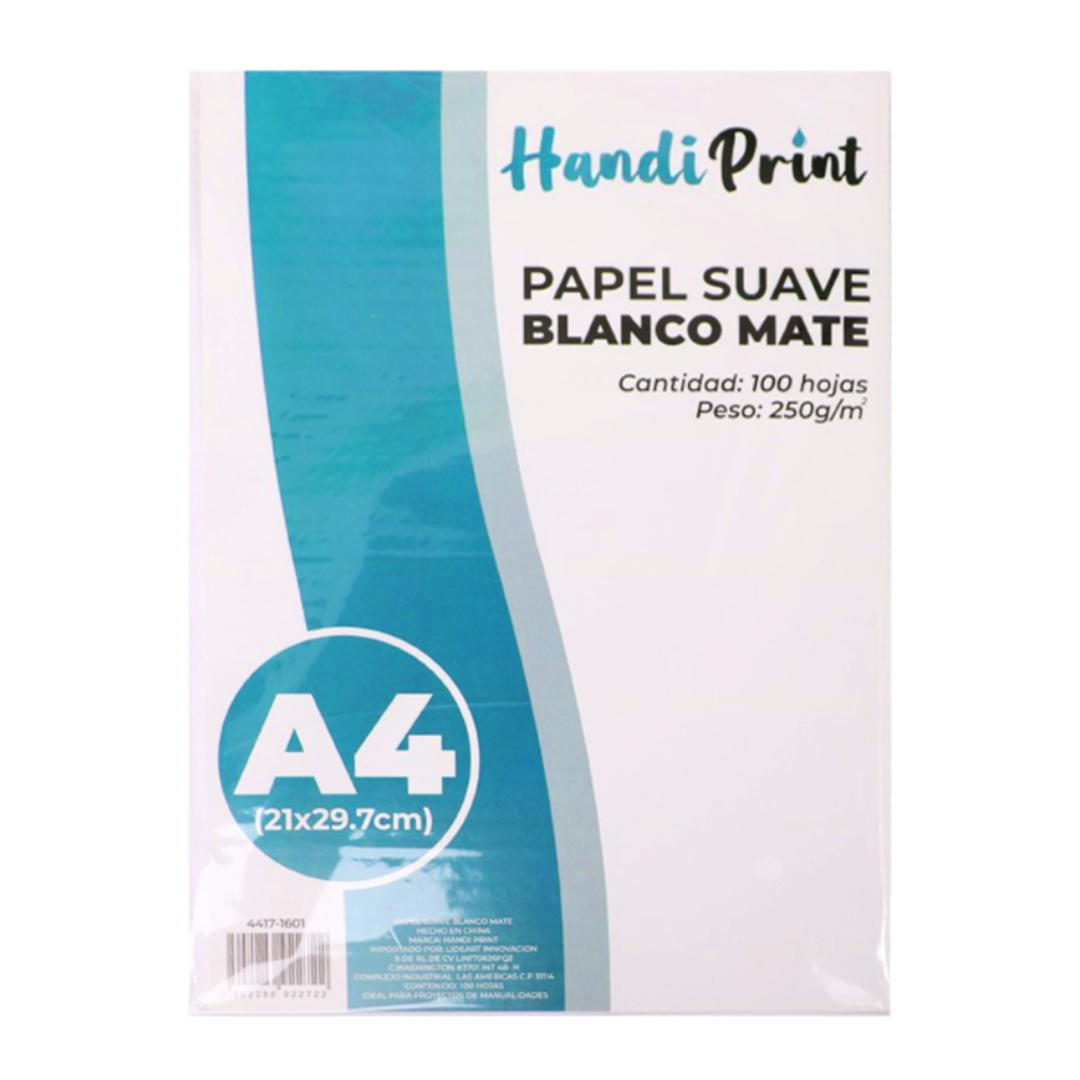 L- PAPEL SUAVE BLANCO MATE 100 H A4 250 GR HANDI PRINT