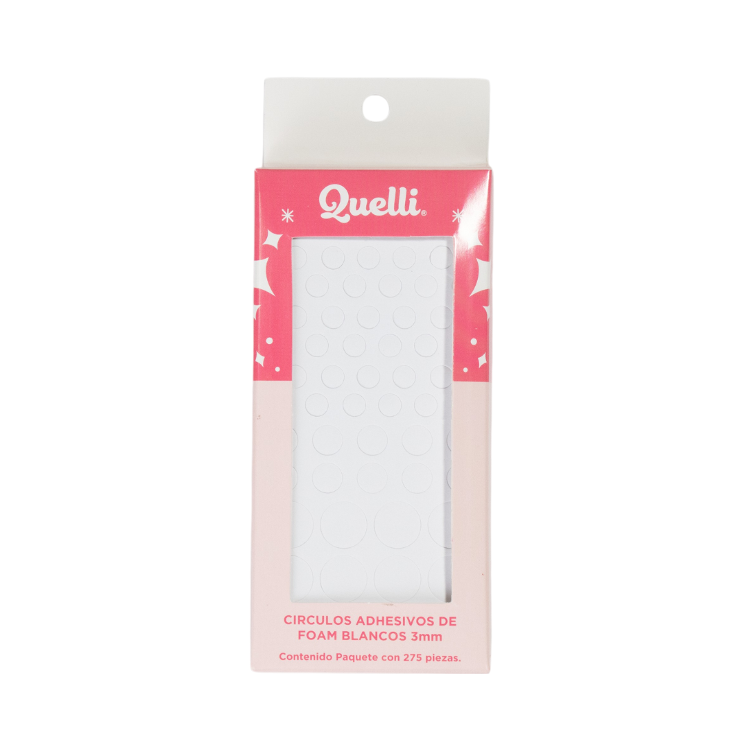 CIRCULOS ADHESIVOS DE FOAM BLANCOS 3MM QUELLI 275 PZS