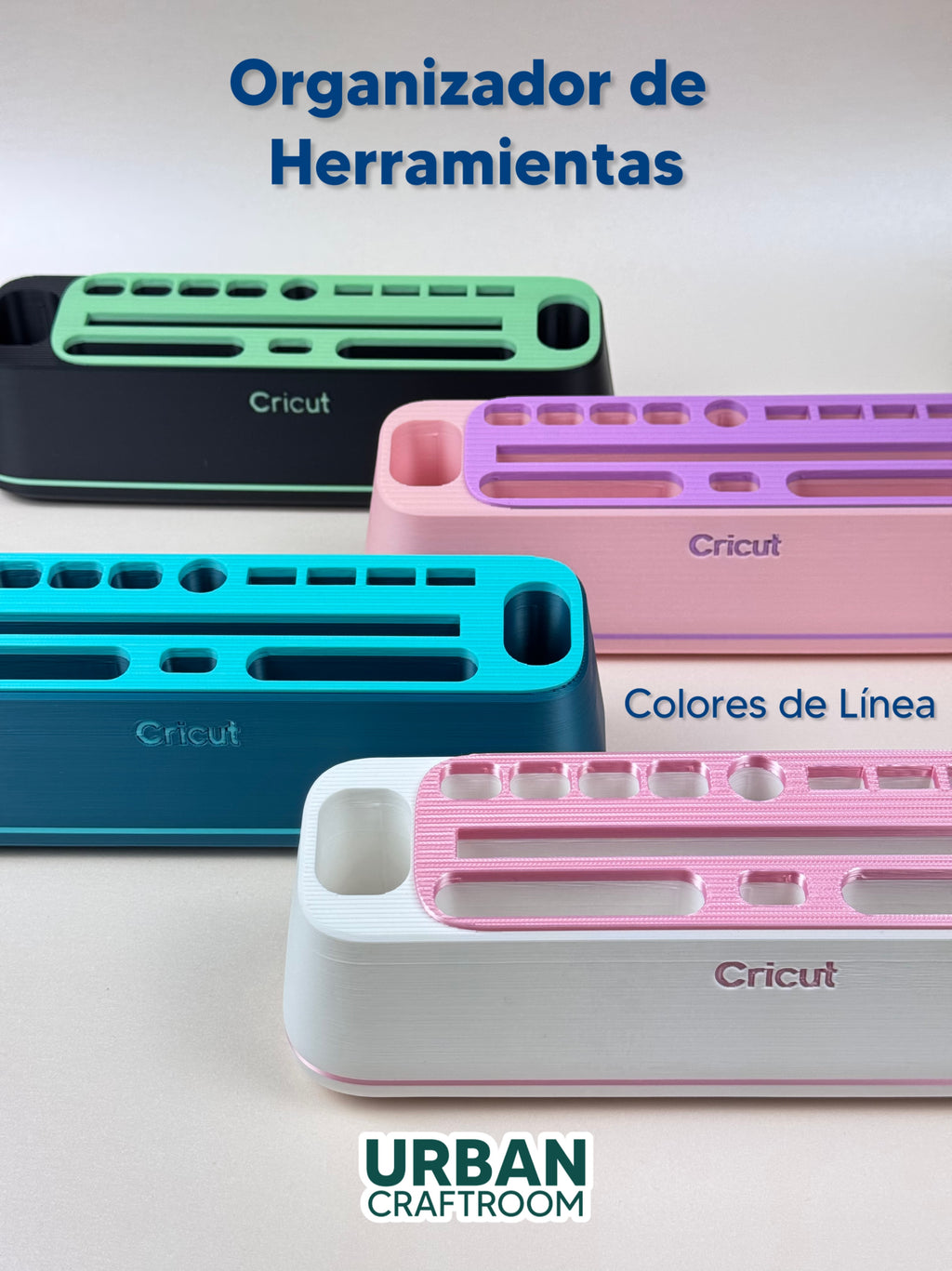 Organizador para herramientas Cricut blanco/rosa